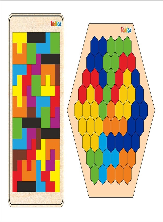 Todfod Hexa Tetris Puzzle Game for Kids Age 6 Plus, Educational Brain Teaser Toy with Colorful Geometric Pieces, Logic Thinking STEM Learning Activity for Boys Girls - Image 3